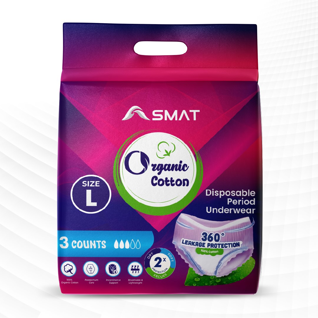 Picture of Asmat Ultra Absorbent Disposable Period Panties, L, 10's Pack, 0% Leaks, Sanitary Protection For Women & Girls, Maternity Delivery Pads, 360? Protection, Postpartum & Overnight Use, Heavy Flow