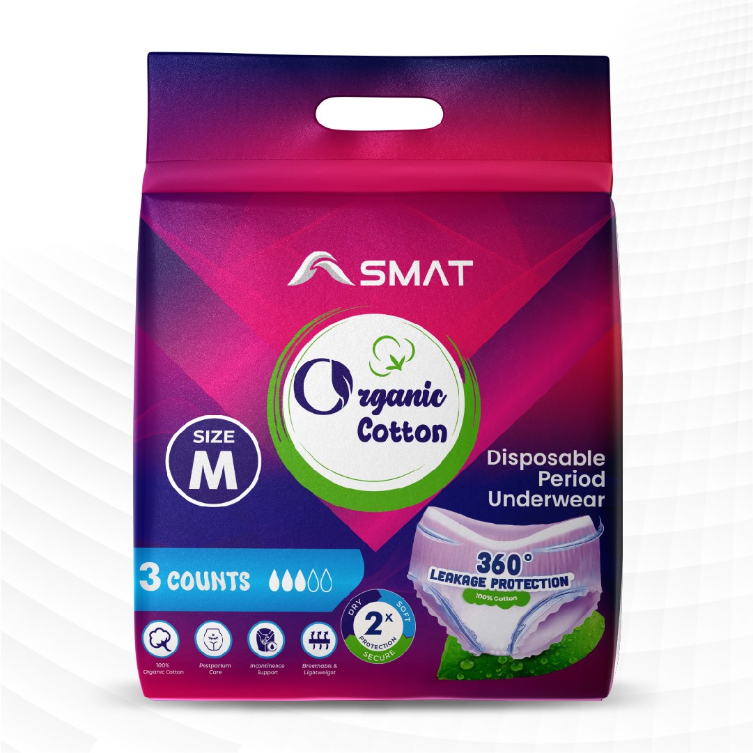Picture of Asmat Night Period Panty|3 M Panties|upto 0% Leaks|360 degree leakage protection|Full back coverage|Suitable for Heavy Flow|Flex fit|Soft & comfortable|With disposable wrap
